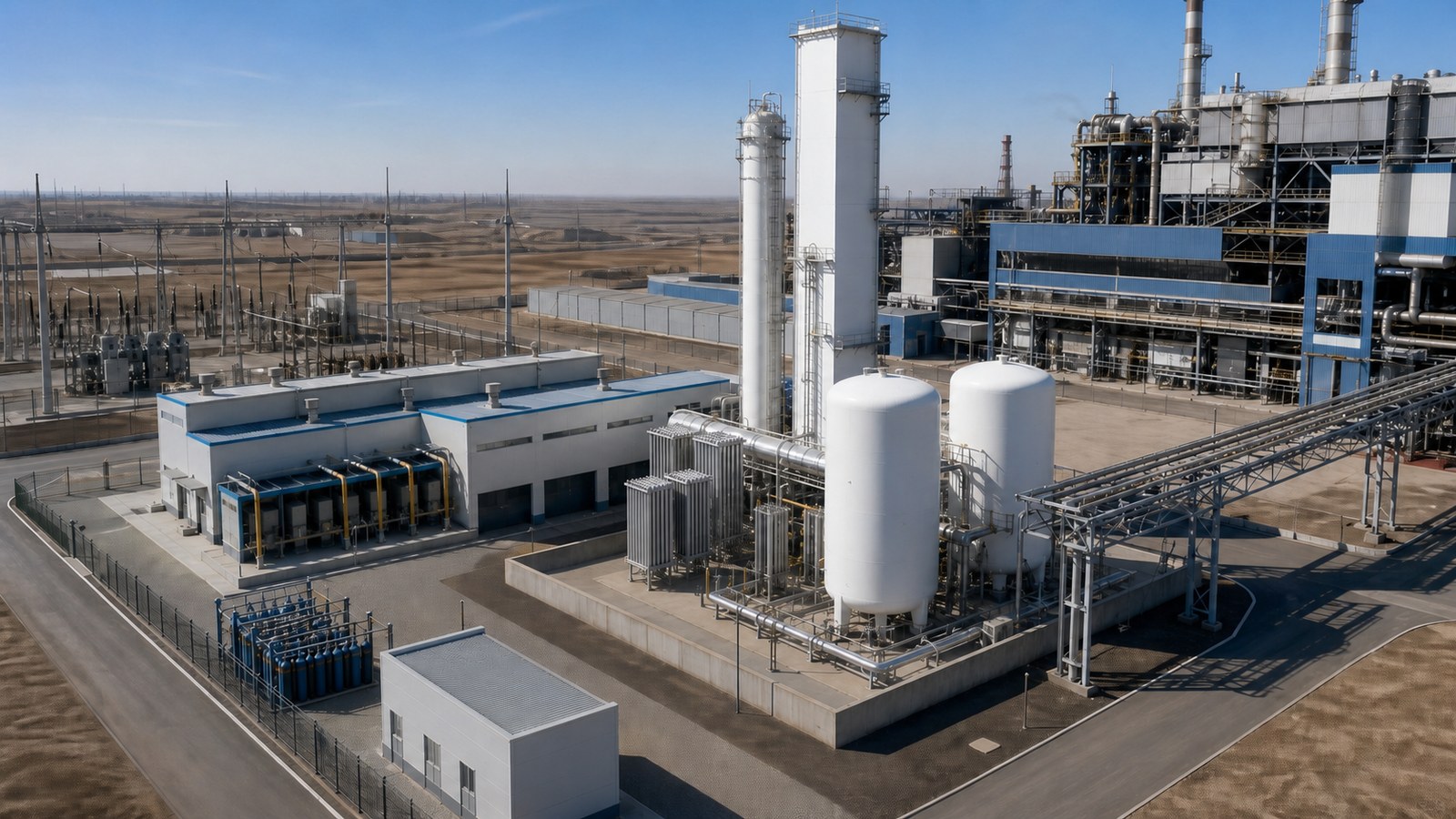 Ana tesis sahasında endüstriyel gaz üretimi ve tedariki