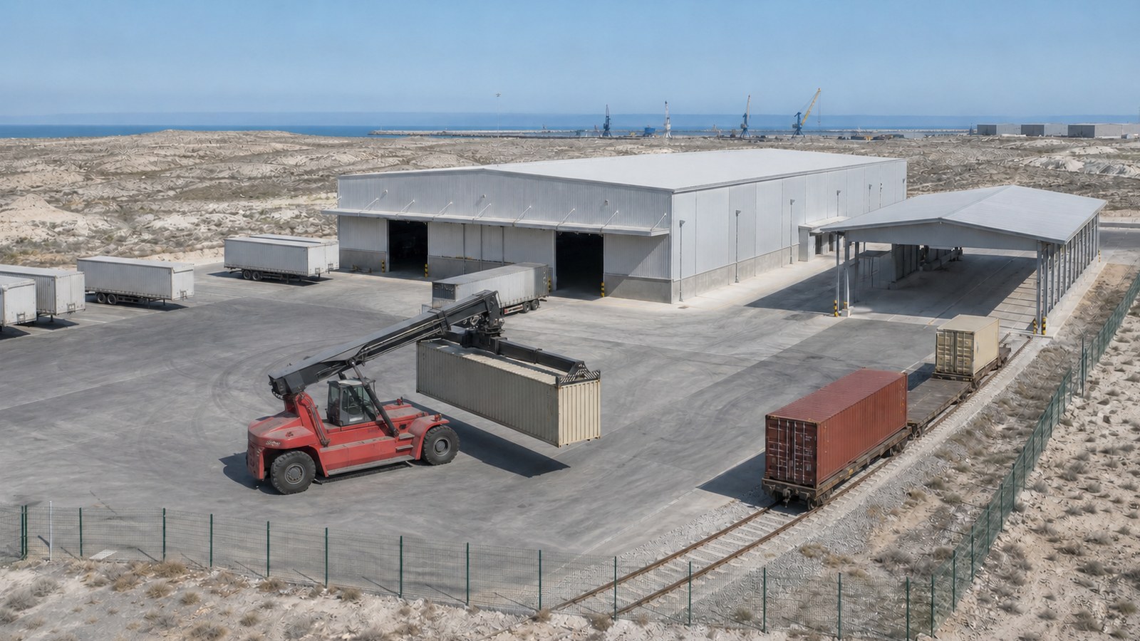 Aktau ve Kurık limanlarına hizmet veren liman gerisi lojistik parkı